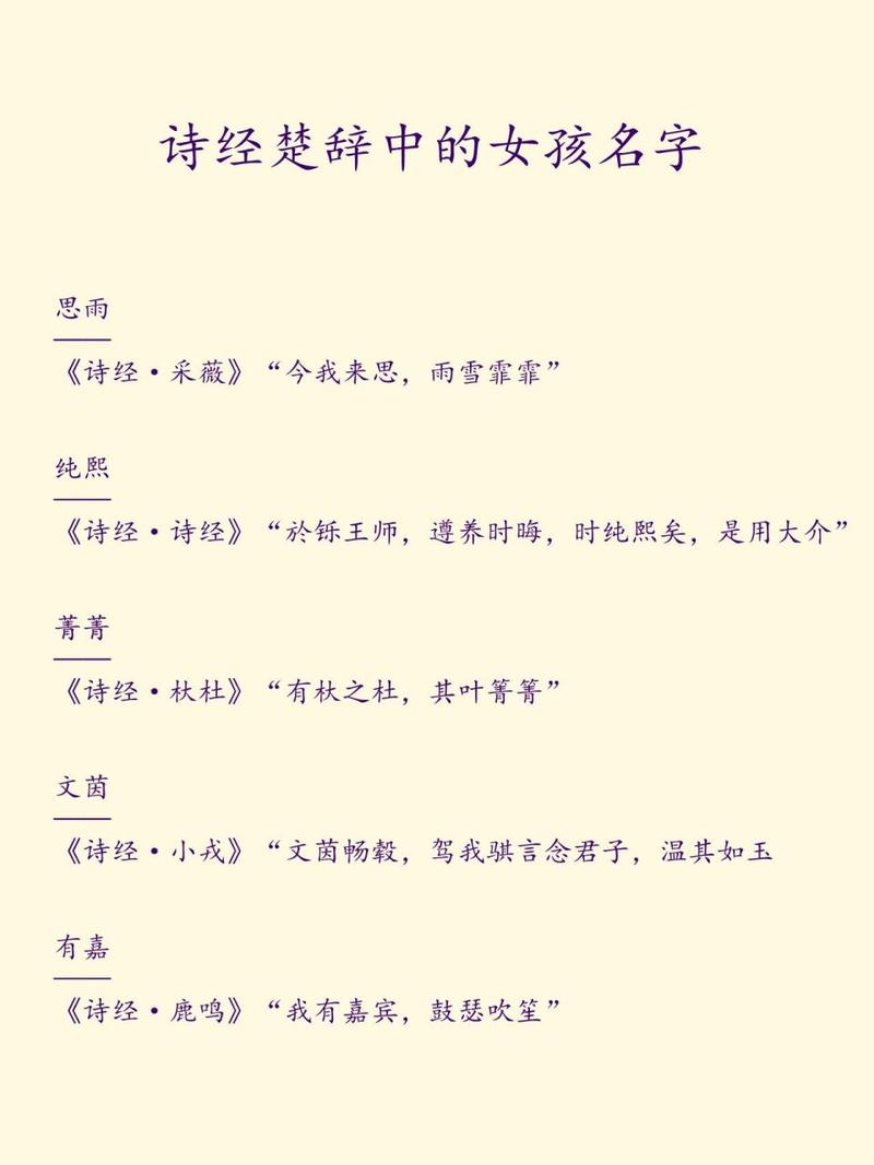 女宝宝起名楚辞诗经 诗经女宝宝起名大全