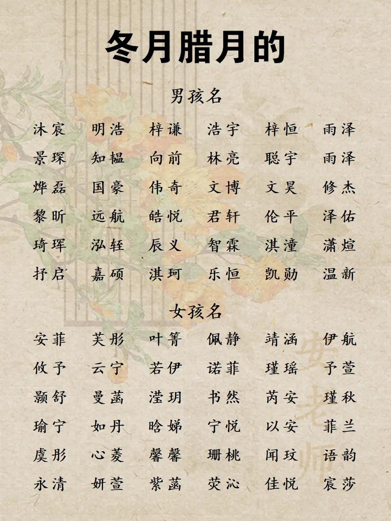 腊月初生的宝宝起名字大全 元月份生的宝宝起名字大全
