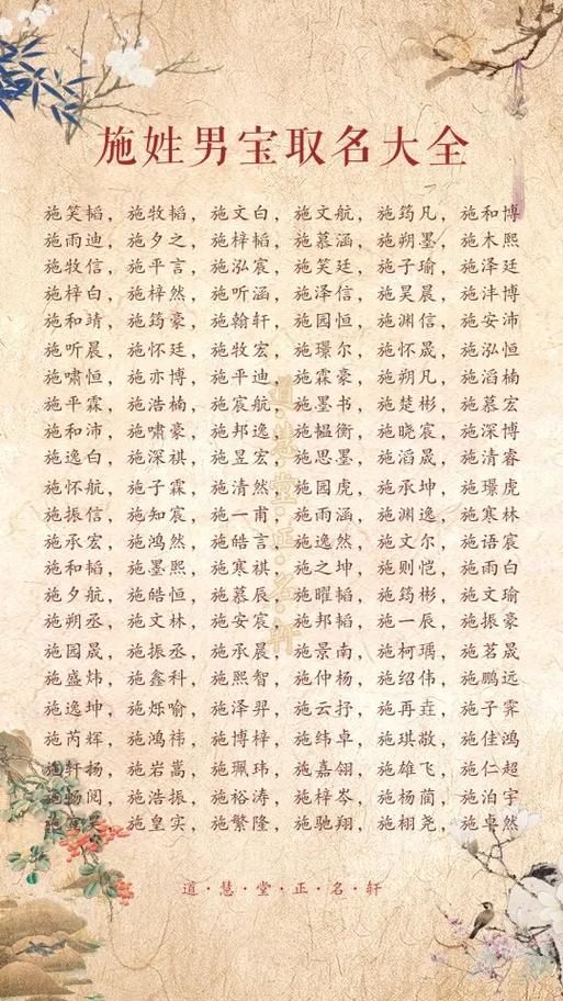 施普姓宝宝取名 施姓男孩取名简单