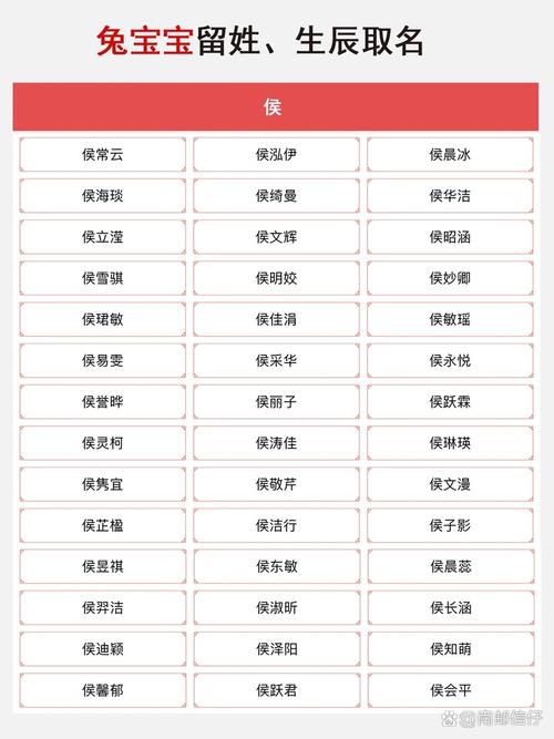 侯姓兔宝宝双胞胎男孩起名字 姓侯兔宝宝名字