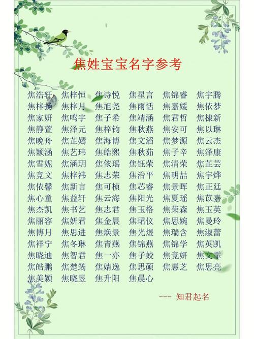 焦姓六月鸡年宝宝起名 2025焦姓宝宝起名推荐