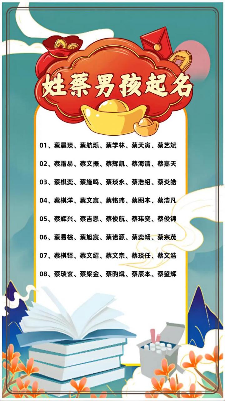 蔡姓男宝宝起名带佳字 蔡姓男孩取名推荐