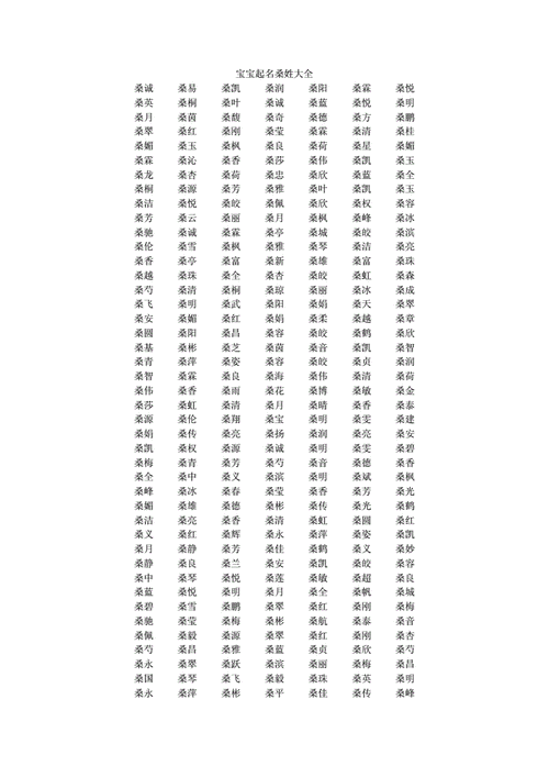 桑姓宝宝如何起名字男孩 桑姓男孩起名字大全四个字